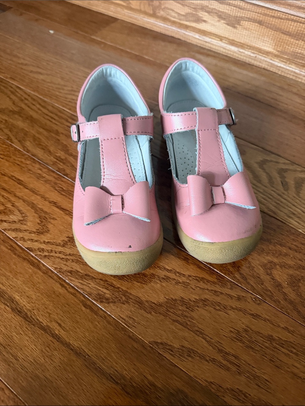 L’amour Girls Pink T-Strap Bow Mary Jane Shoes